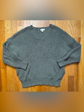 Debut Olive Green V-Neck Textured Women's Sweater